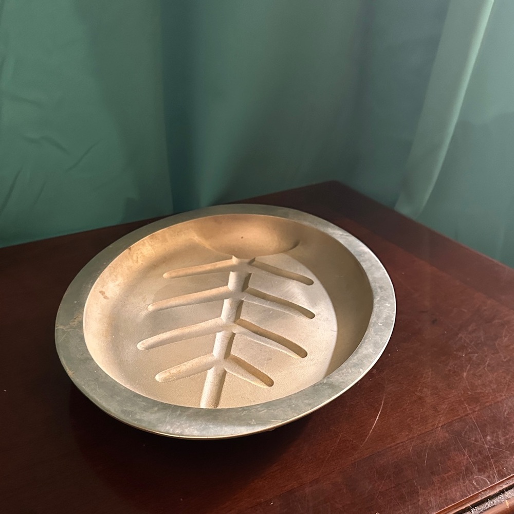 Silver Oval Leaf Design Platter, Pewter Perhaps, Christmas Gift Service Dish